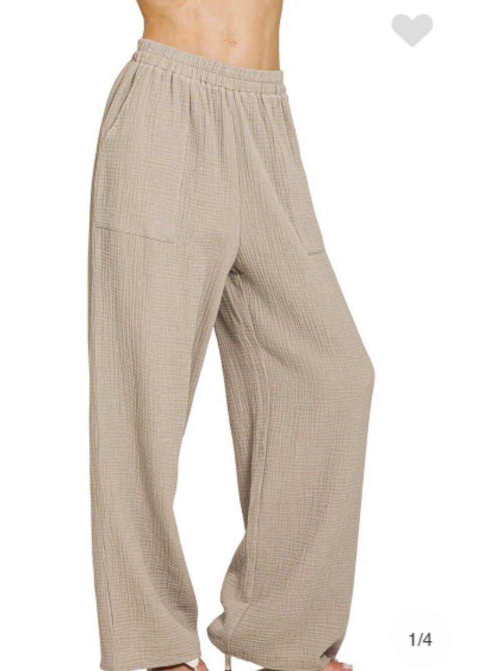 Zenana Double Gauze Elastic Band Pants Size L
